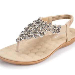 Women's Summer Harence Tan Bling Flip Flops Beach Sandal New size 9